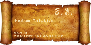 Beutum Malakiás névjegykártya